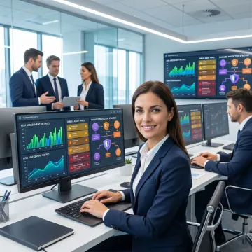 Cybersecurity team reviewing business risk data