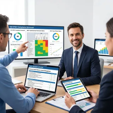 Cybersecurity team reviewing CMMC compliance controls