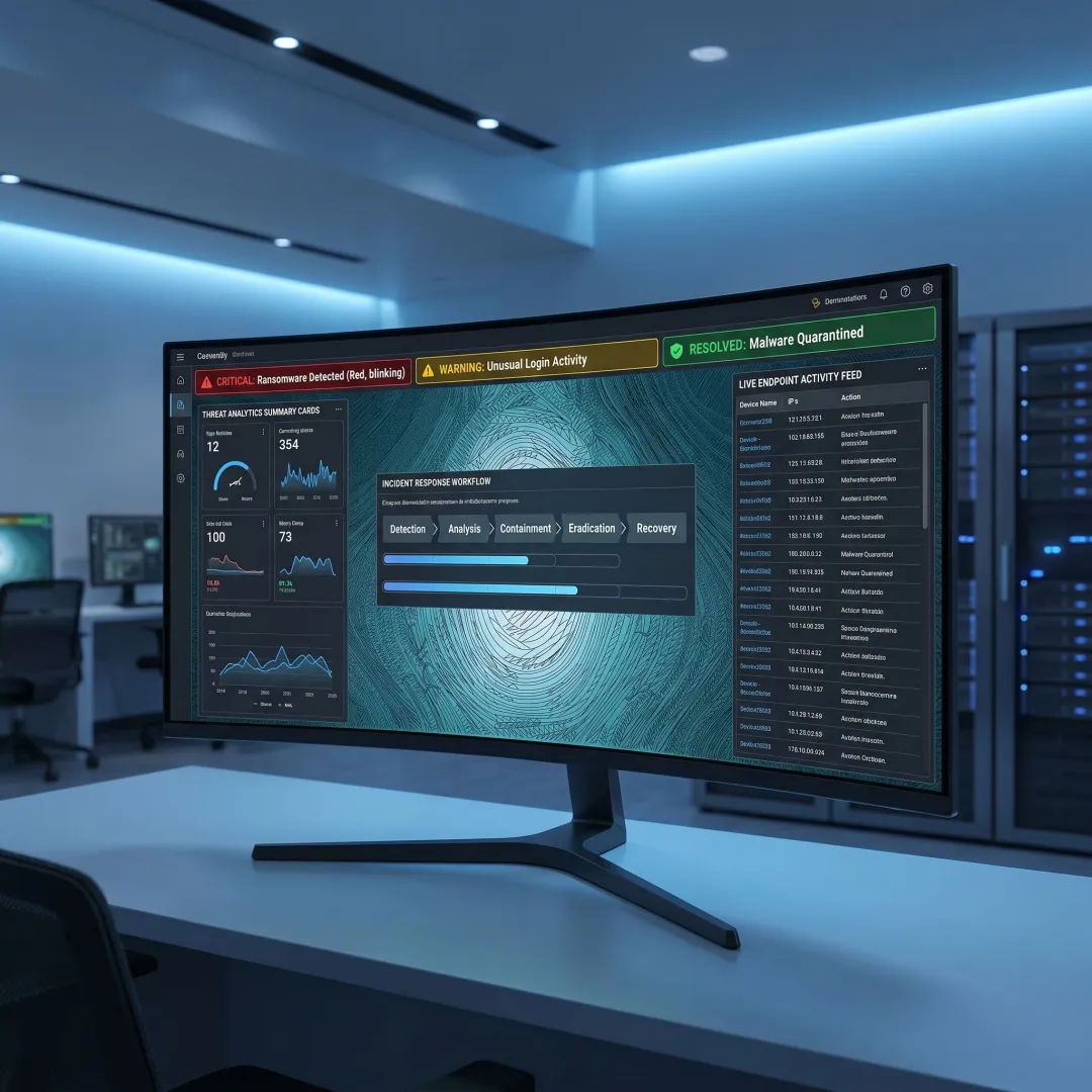 Cybersecurity monitoring dashboard in use