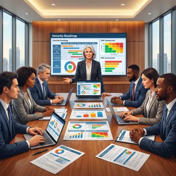 vCISO reviewing cybersecurity roadmap with business stakeholders