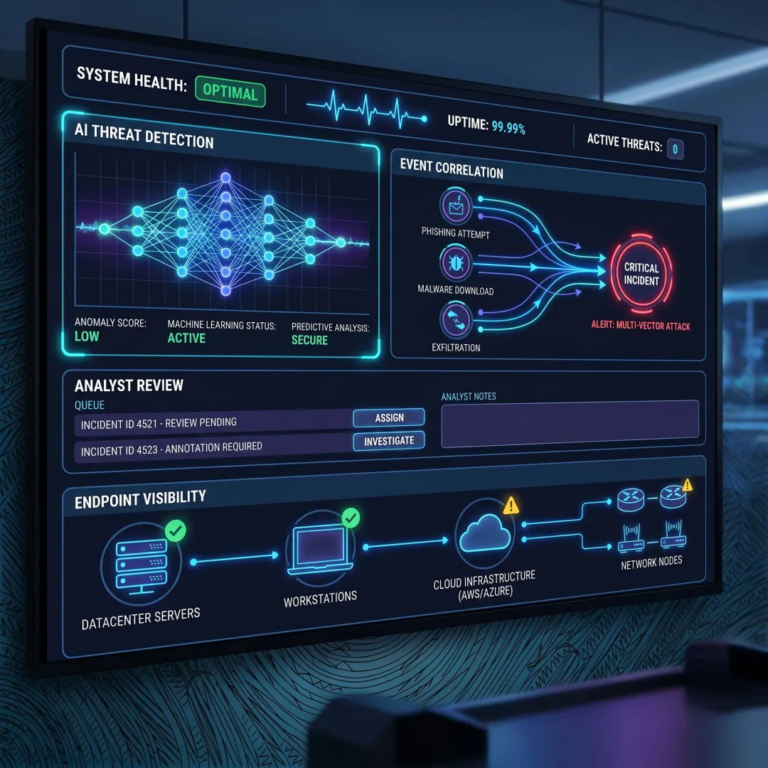 AI-powered cybersecurity monitoring dashboard