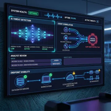 AI-powered cybersecurity monitoring dashboard