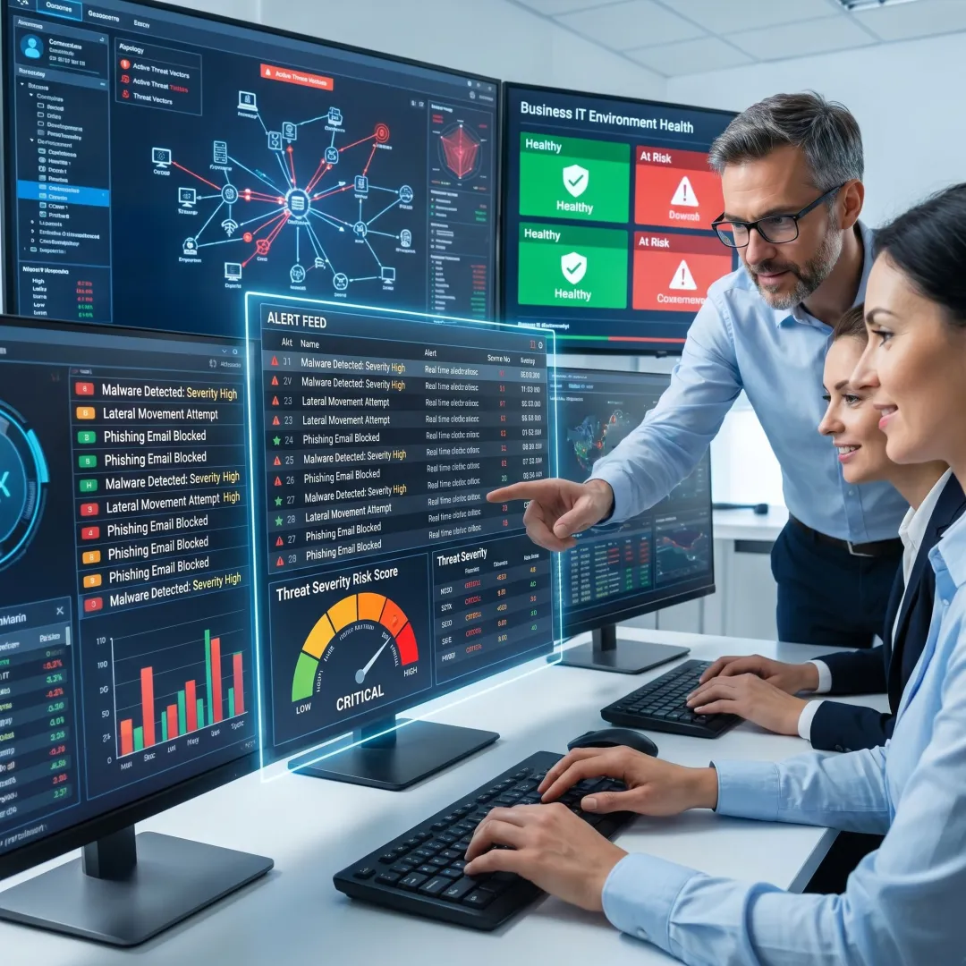 Managed cybersecurity team reviewing alerts