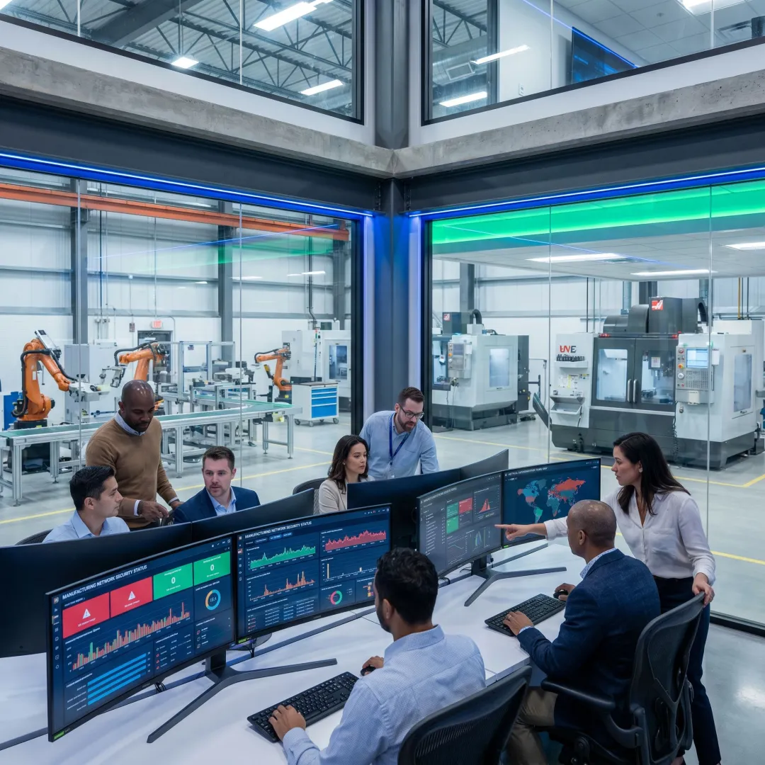 Security team protecting manufacturing systems