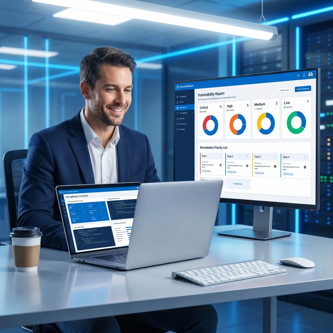 Consultant analyzing web application security findings