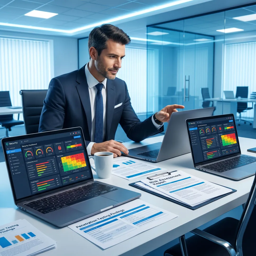 Security consultant analyzing penetration test results