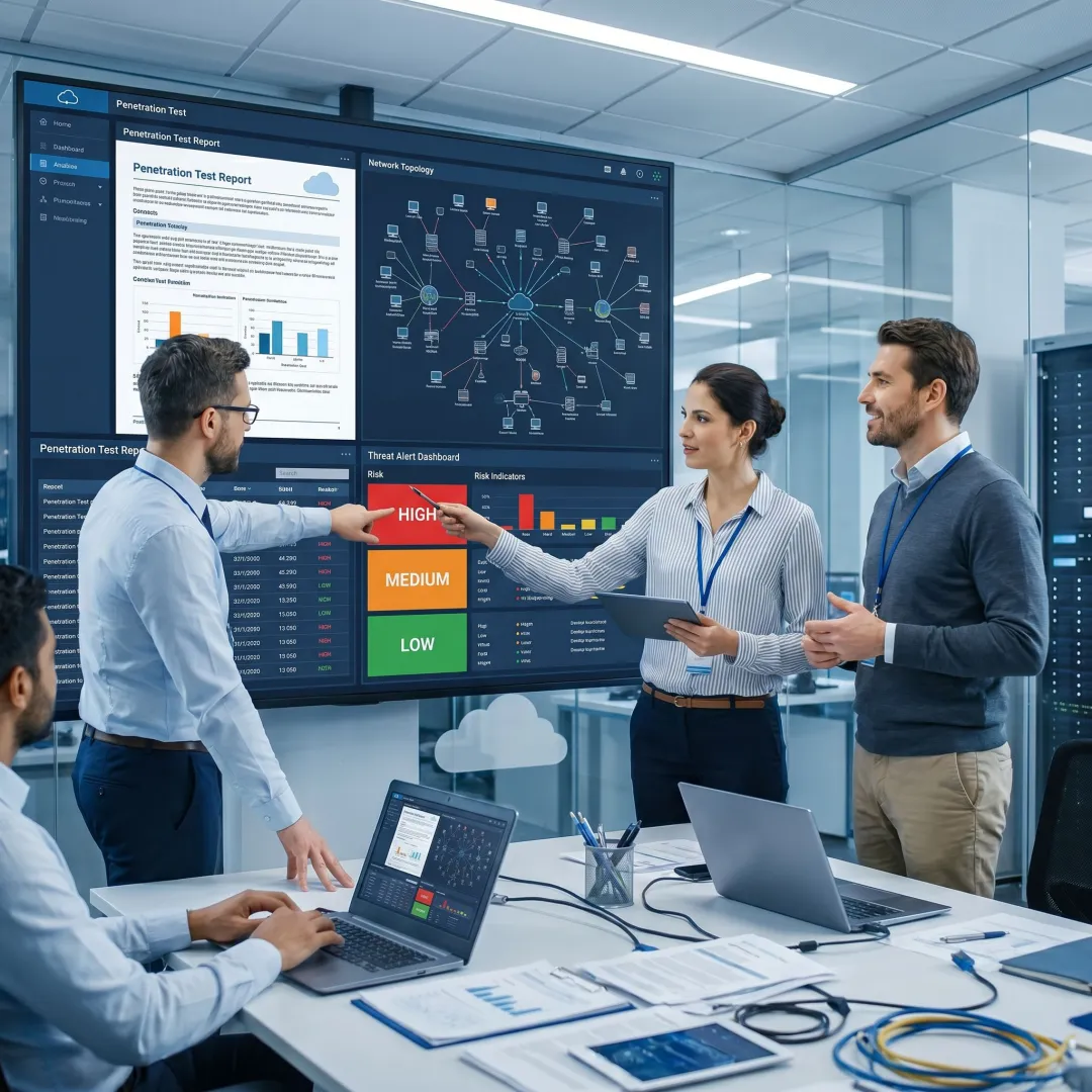 Security team assessing vulnerabilities and defenses