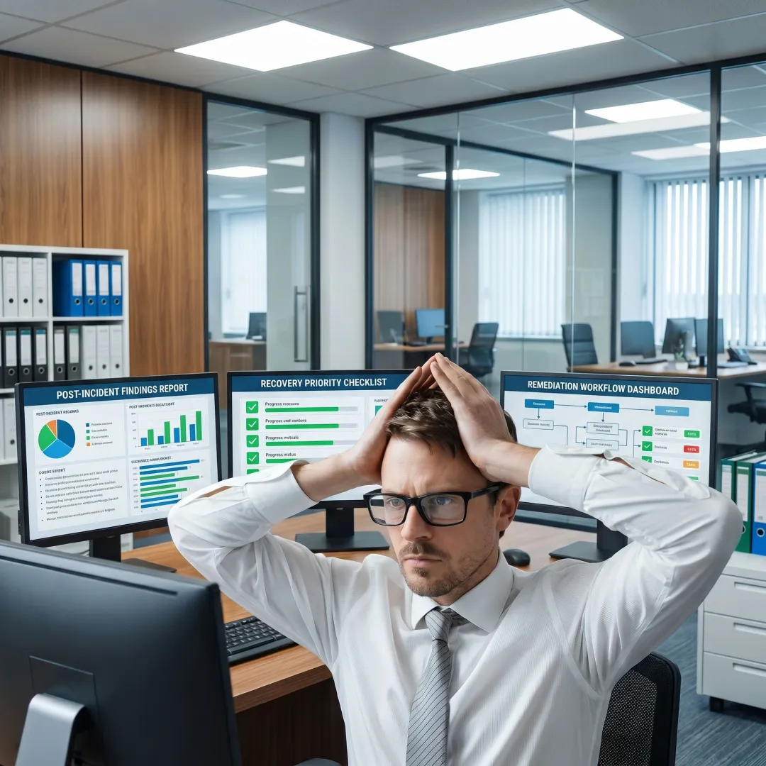 Analyst reviewing ransomware recovery plan