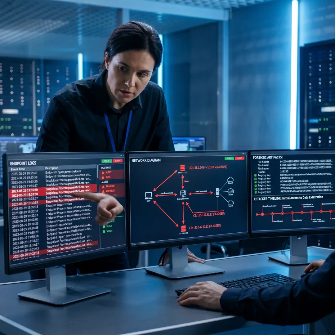 Analyst performing digital forensic investigation