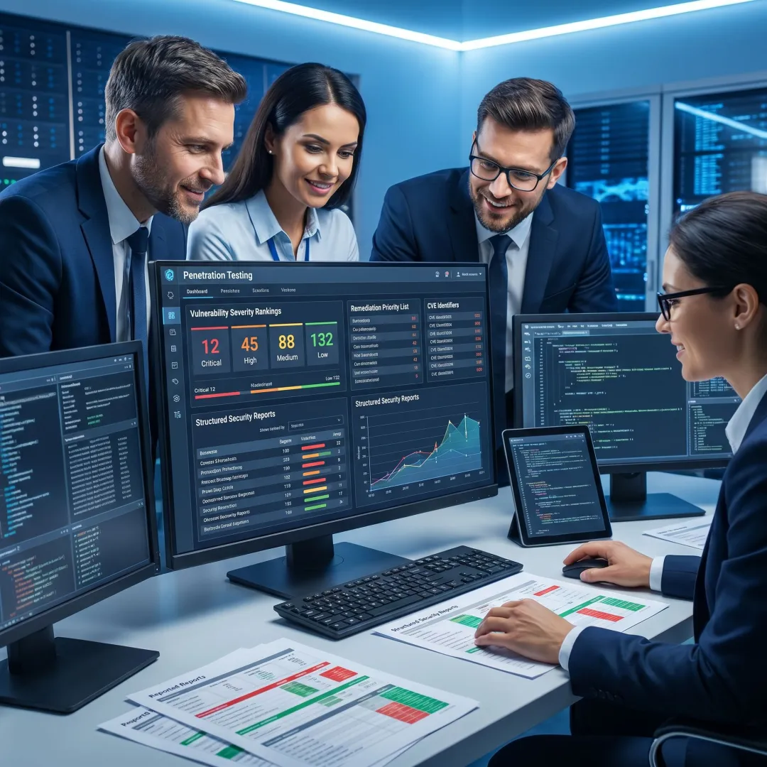 Security team analyzing penetration test findings