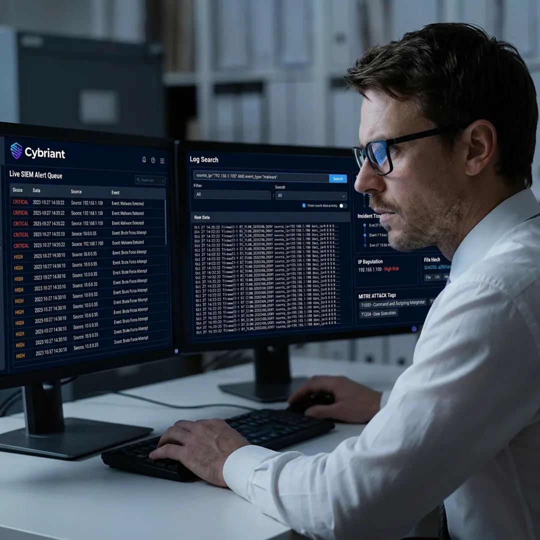 SIEM analyst triaging security alerts