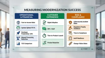 Banking platform modernization KPI framework covering customer operational and risk metrics