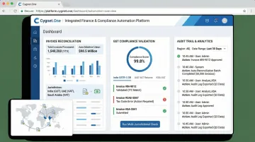Cygnet.One platform dashboard displaying invoice reconciliation GST compliance and audit trail features
