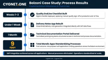 Bolzoni low-code SAP integration quality checklist deployment timeline and results breakdown
