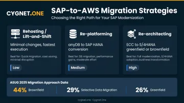 Three SAP AWS migration strategies rehosting re-platforming re-architecting comparison chart