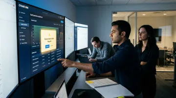 IT operations team monitoring automated disaster recovery failover dashboard in control room
