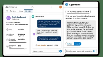 Salesforce Agentforce AI agent interface showing CRM workflow and case resolution dashboard