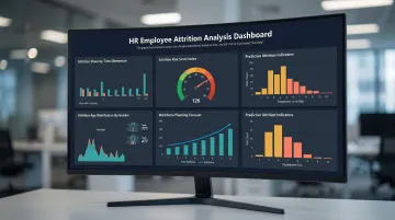 HR analytics dashboard displaying employee attrition risk scores and workforce planning metrics