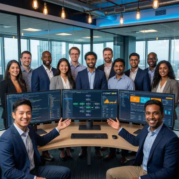 Data scientists and cloud architects collaborating on AWS machine learning pipeline design in a modern tech workspace