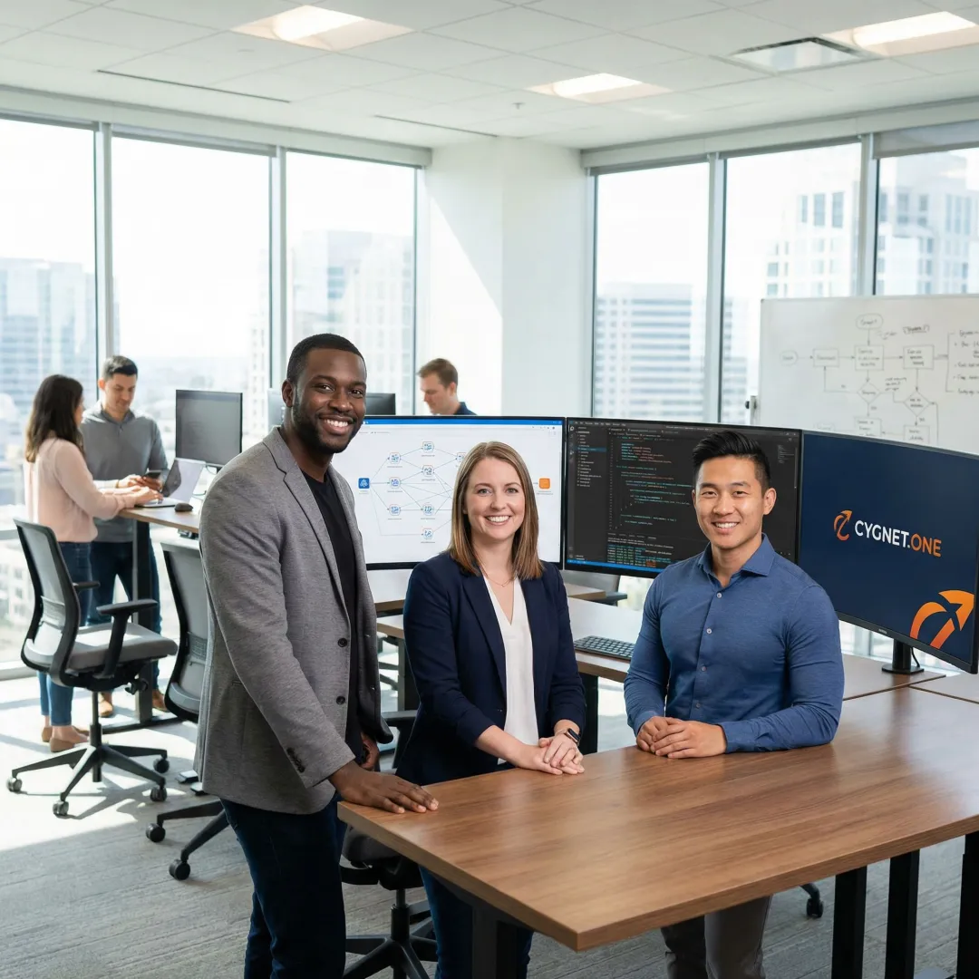 Software engineers collaborating on enterprise product engineering and development