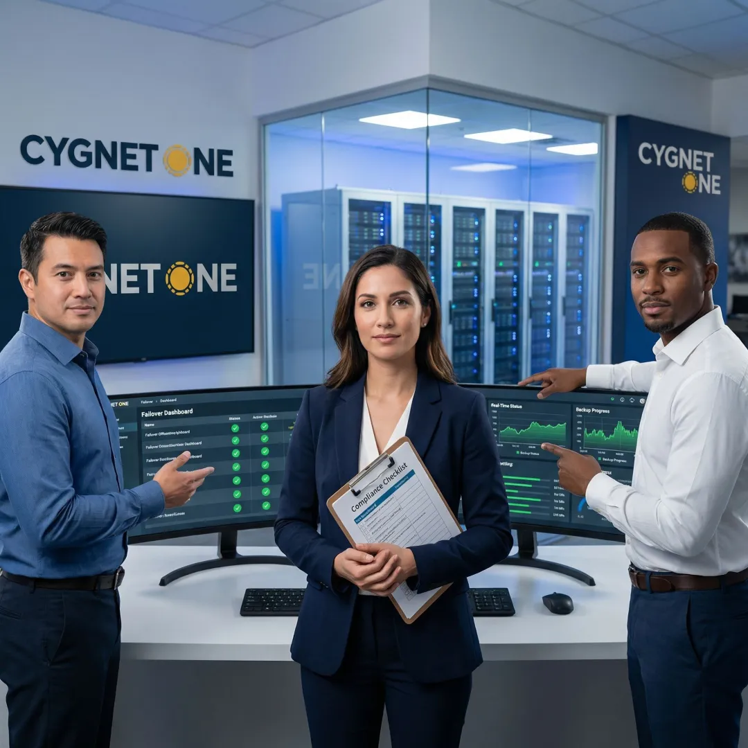 IT team executing disaster recovery testing and validation for financial systems