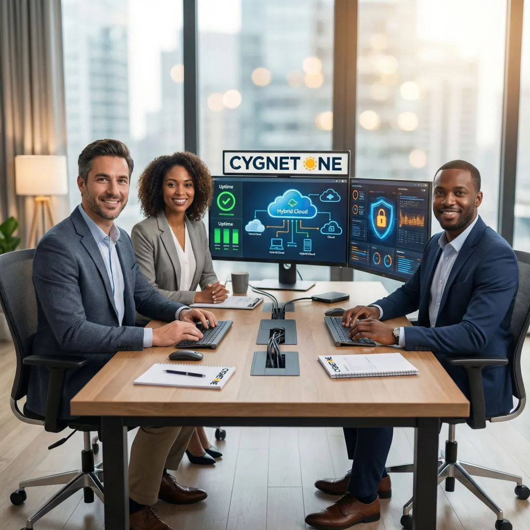 Cygnet.One team remotely managing hybrid cloud infrastructure for an enterprise client
