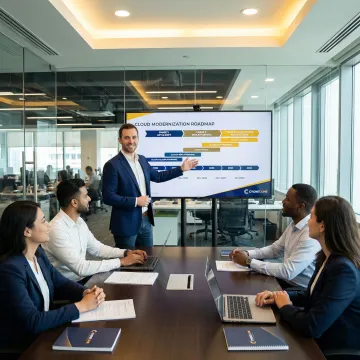 Cloud modernization consultant working with retail enterprise technology team