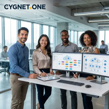 Enterprise software modernization team working on legacy system migration to cloud architecture