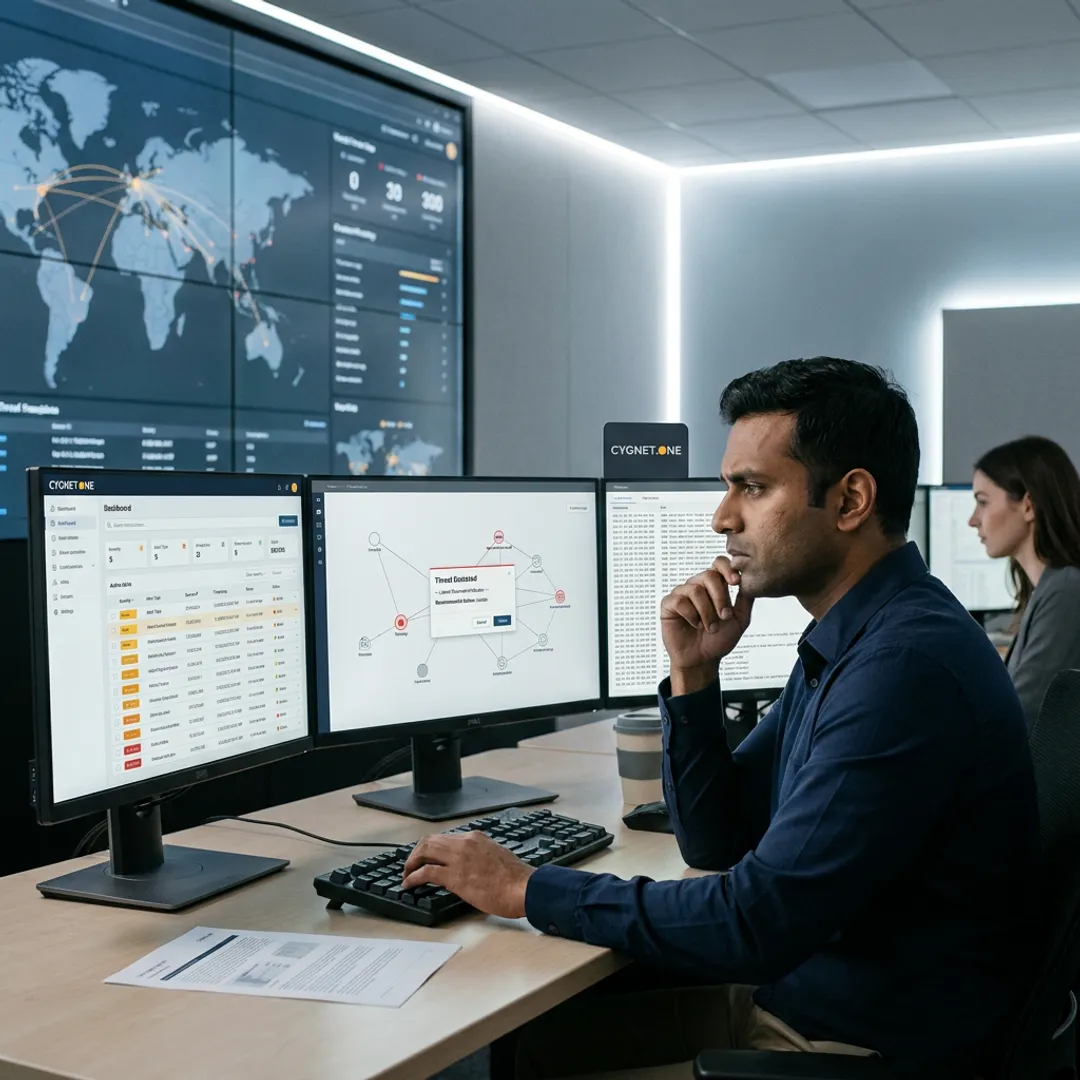SOC analyst reviewing security alerts