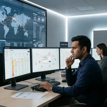 SOC analyst reviewing security alerts