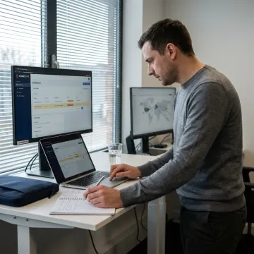 IAM security analyst reviewing enterprise access dashboard