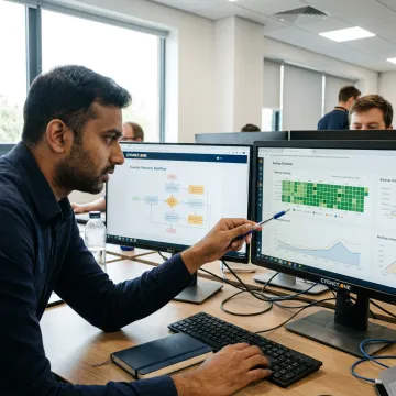 IT specialist reviewing disaster recovery workflow