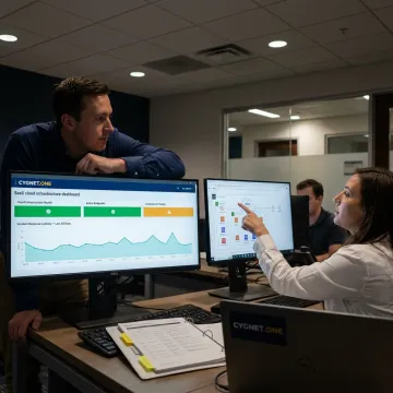 Government IT operations team monitoring secure cloud systems