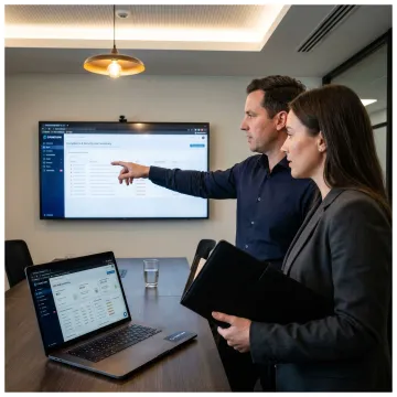 IT experts reviewing managed services dashboards
