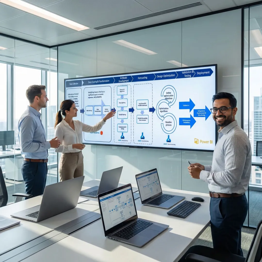 Data engineers designing enterprise cloud warehouse architecture on whiteboard with pipeline diagrams