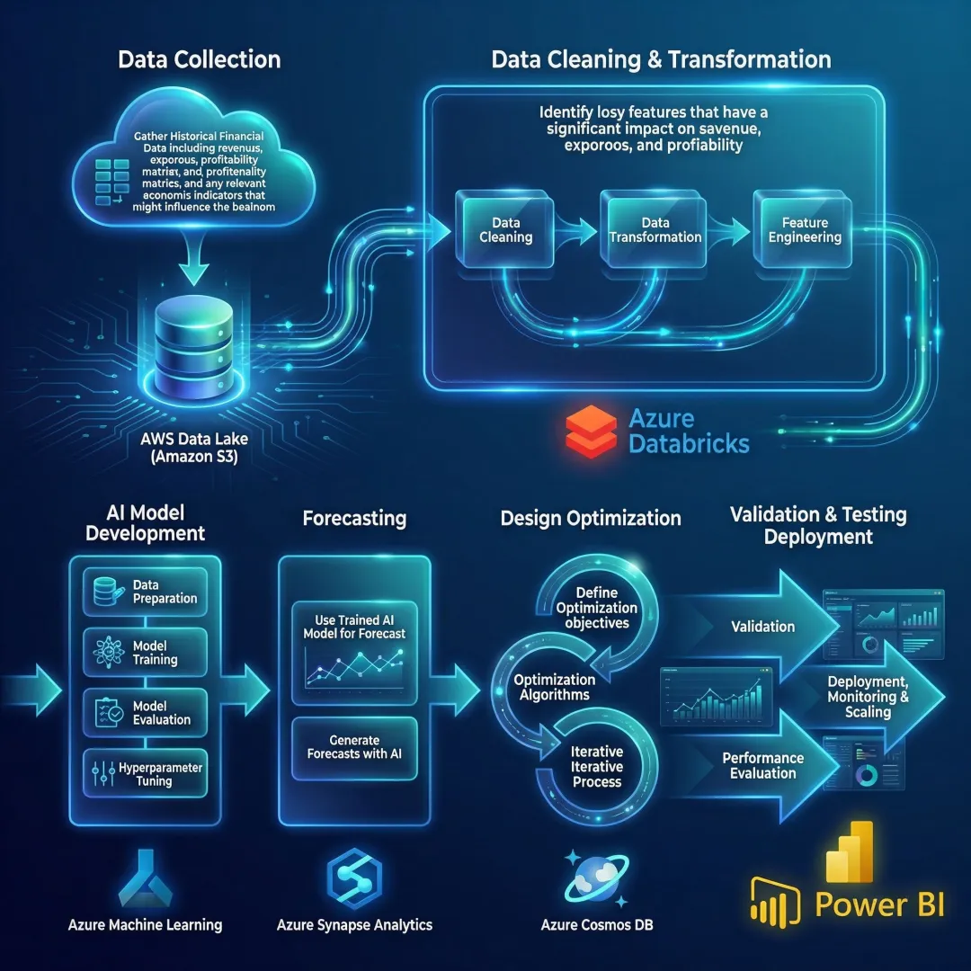 Enterprise data warehouse architecture dashboard with cloud infrastructure and analytics pipelines