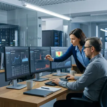 QA team reviewing performance test results