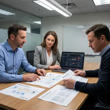 Consultants reviewing IT infrastructure plans