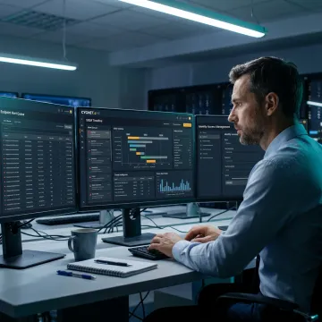 Cybersecurity analyst monitoring enterprise security systems