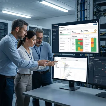 Cybersecurity consultants reviewing a risk assessment