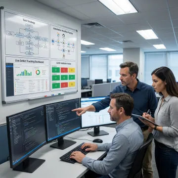 QA team following a structured software testing process