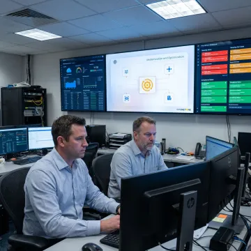 IT consultants monitoring enterprise systems