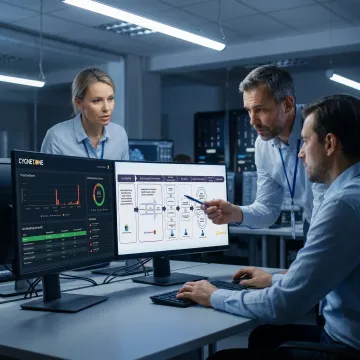 Managed IT service team reviewing systems