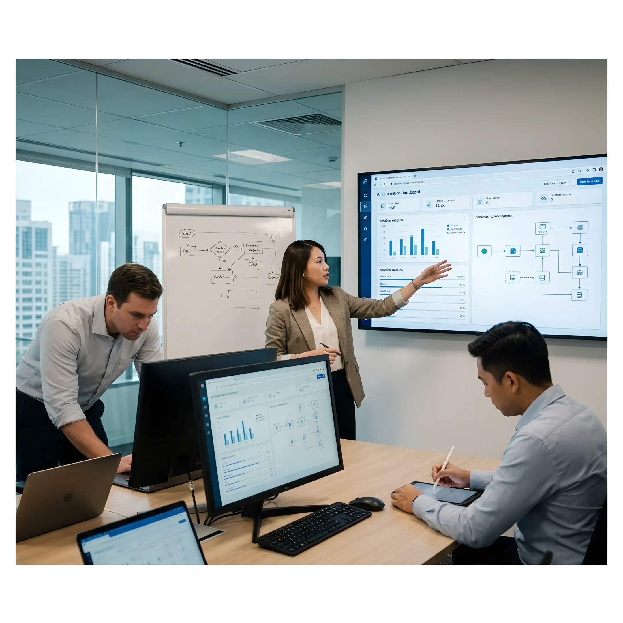 Enterprise team using intelligent automation dashboards