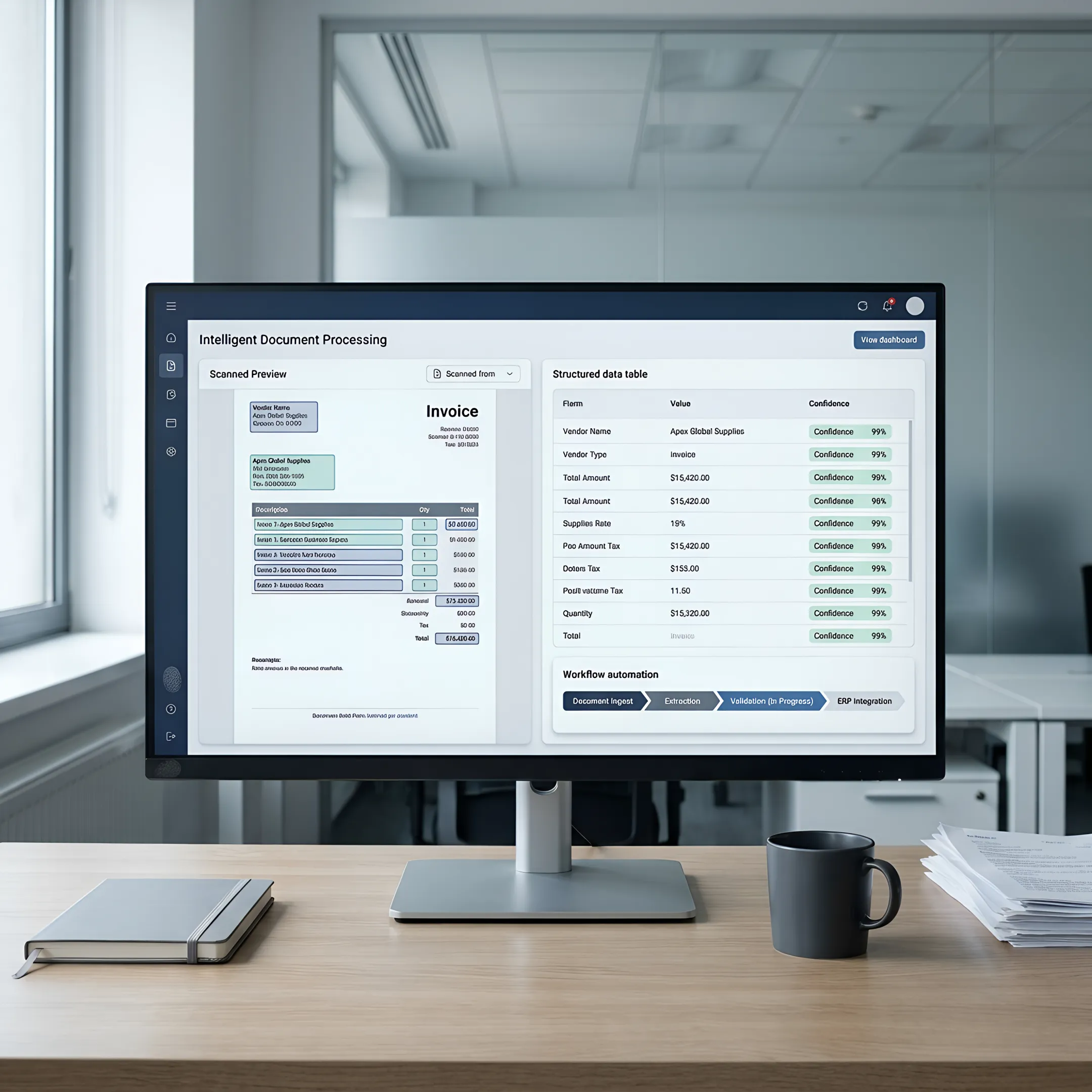 AI document processing dashboard