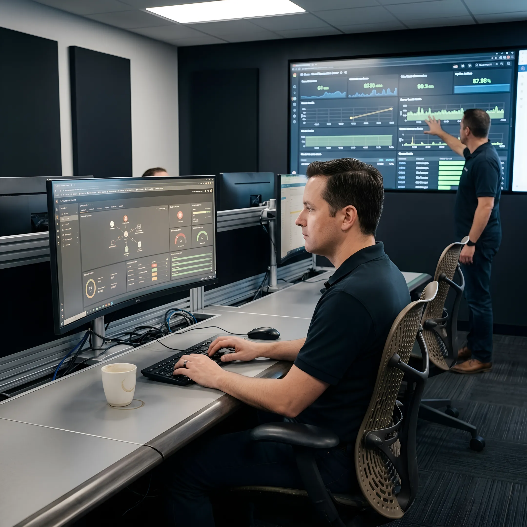 Government IT operations team monitoring secure cloud systems