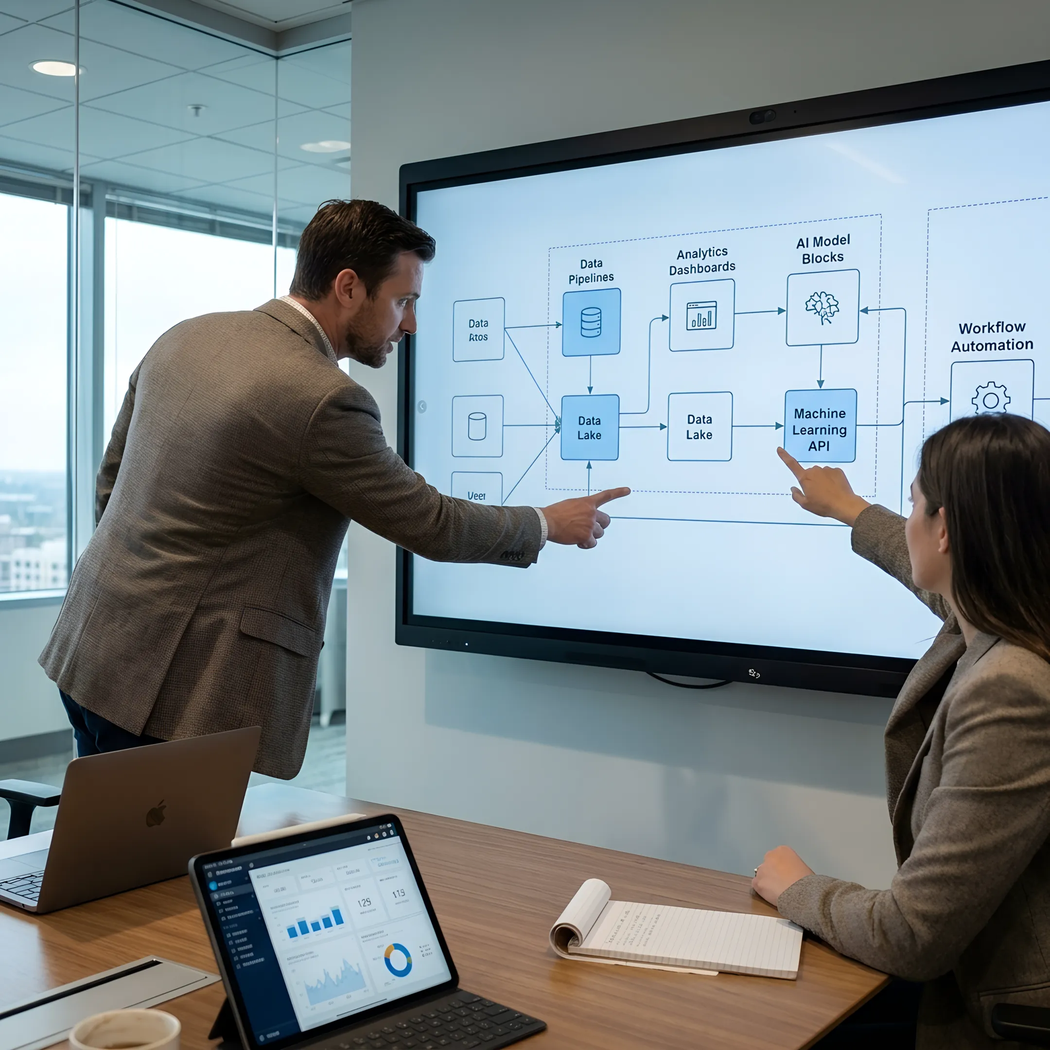 Analytics consulting process with dashboards and data architecture