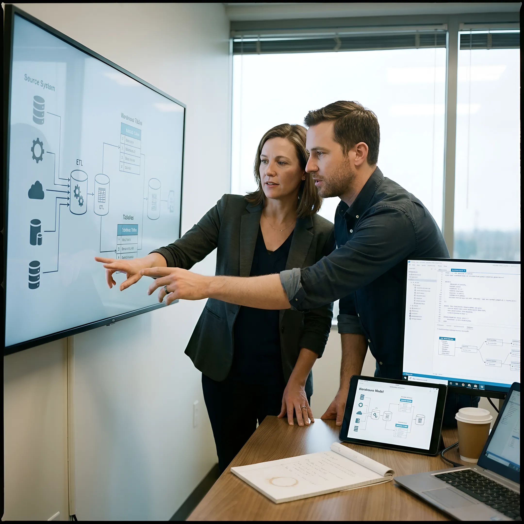 Data engineers mapping an ETL consulting process