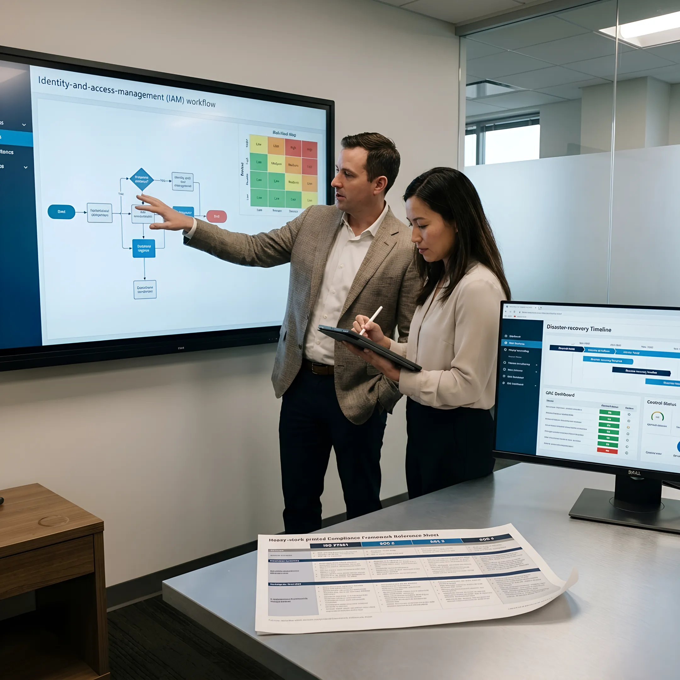 Security consultants mapping enterprise risk controls