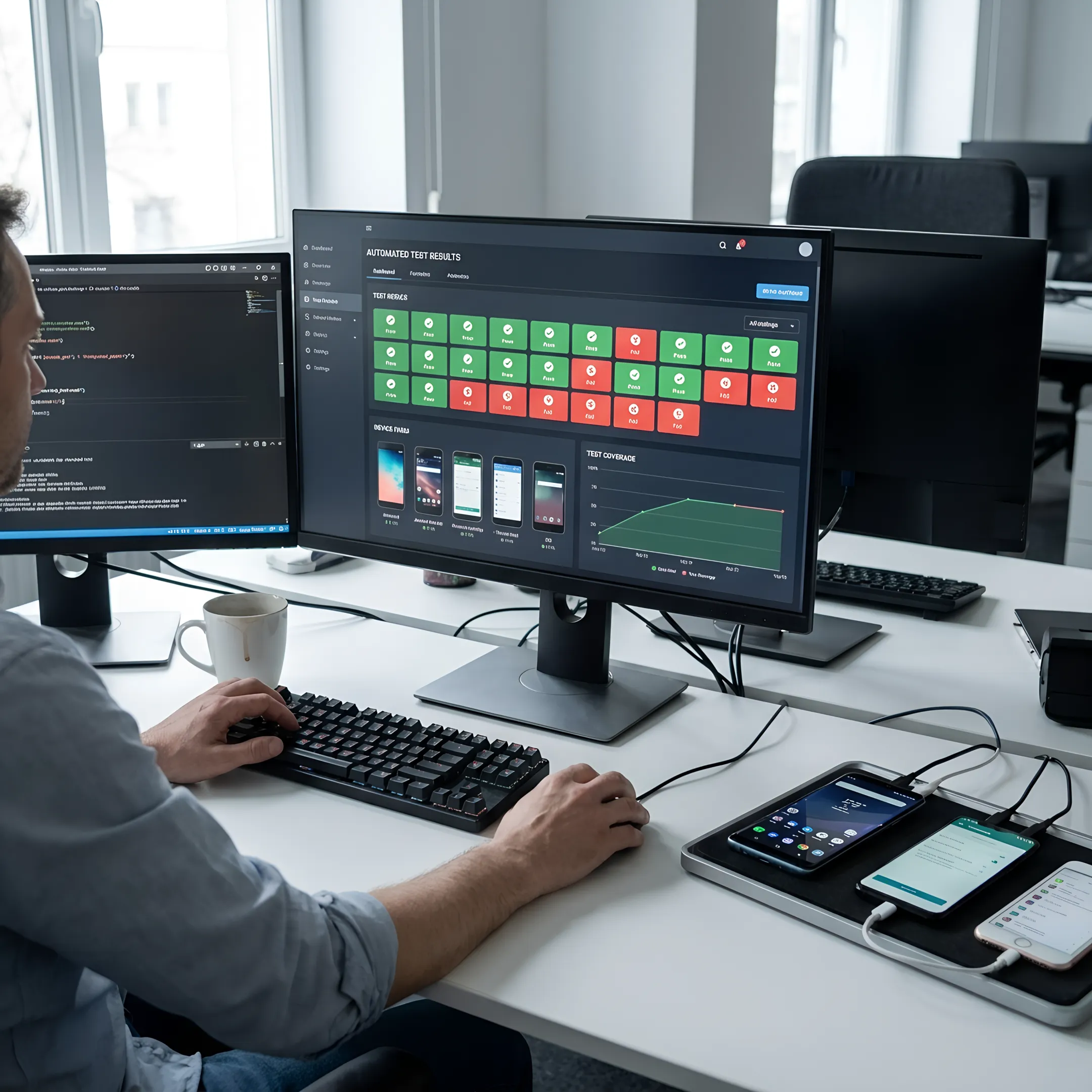 Mobile automation testing dashboard on multiple devices